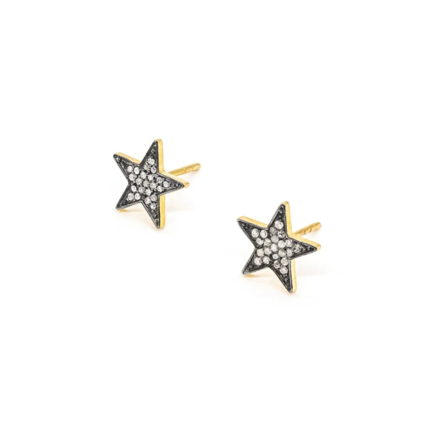 Kirstie Le Marque Women's Diamond Chunky Star Stud Earrings - Sparkling Sterling Silver Fashion Jewelry