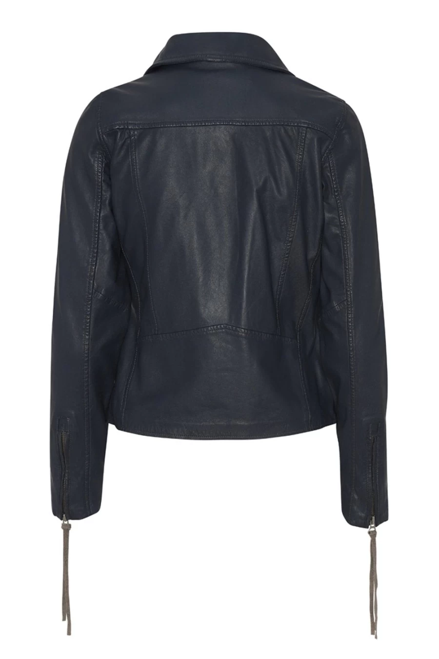 MDK Women's Seattle Thin Blue Leather Jacket for Night Outwear