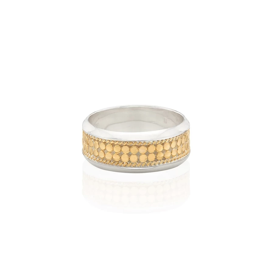 Anna Beck Women's Stackable Wide Band Ring in Gold & Silver - Elegant Adjustable Ring Set