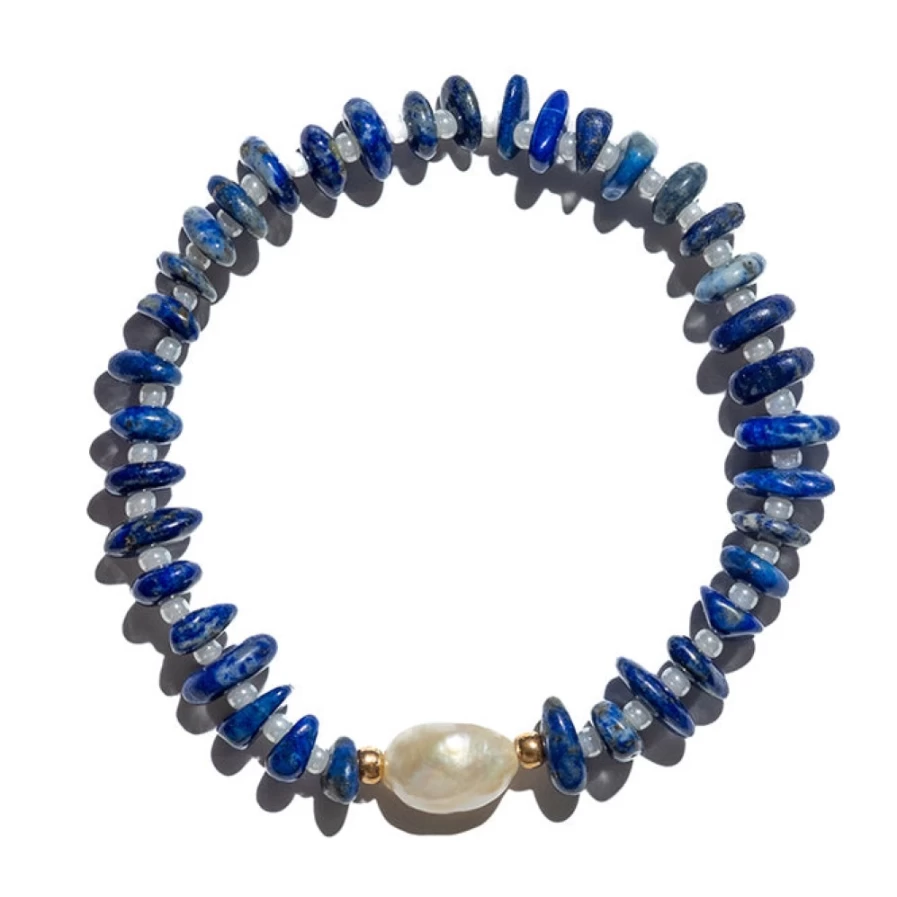 TINKALINK Women's Lapis & Pearl Beaded Bracelet – Elegant Gemstone Jewelry for Women