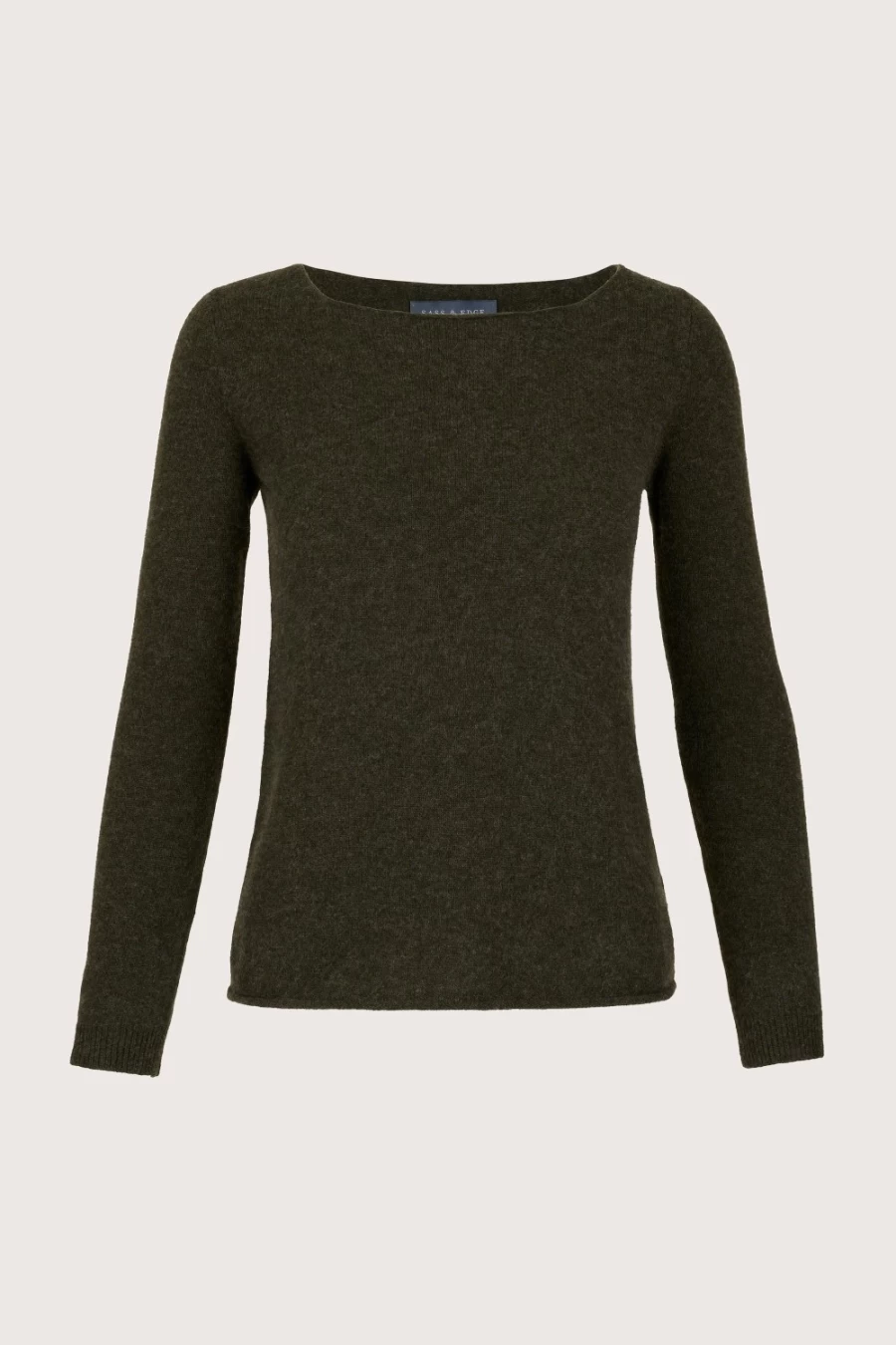 Sass & Edge Women's Renfrew Cashmere Boat Neck Sweater in Army Green