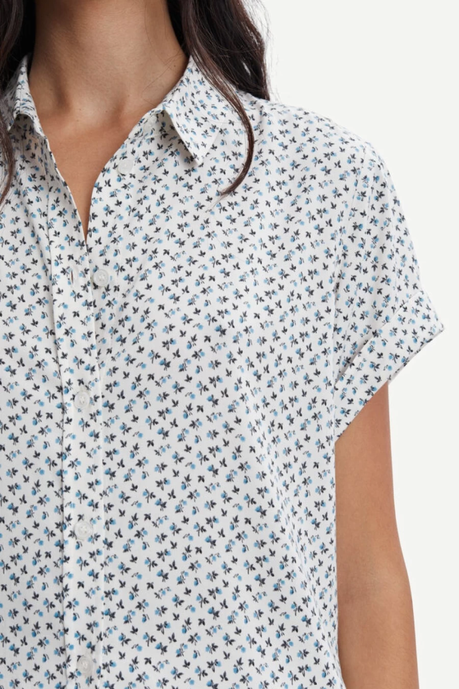 Samsoe Samsoe Women's Majan SS Shirt in Bluebell - Casual Short Sleeve Top