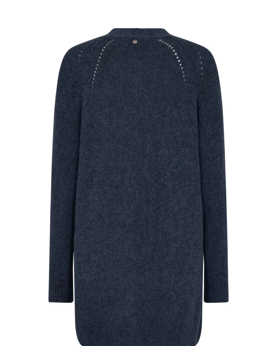 Mos Mosh Women's Long Navy Cardigan - Mmthora Salute Style Cozy Knit Sweater