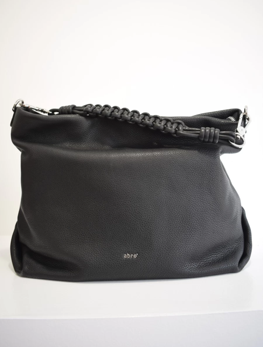 Abro Women's Hobo Poppy Bag in Black with Nickel Hardware - Stylish Shoulder Handbag