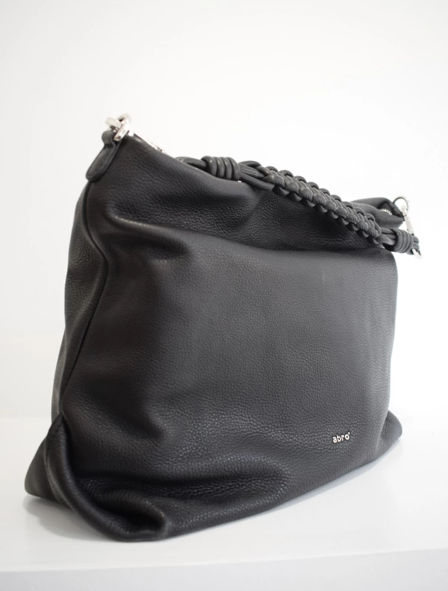 Abro Women's Hobo Poppy Bag in Black with Nickel Hardware - Stylish Shoulder Handbag