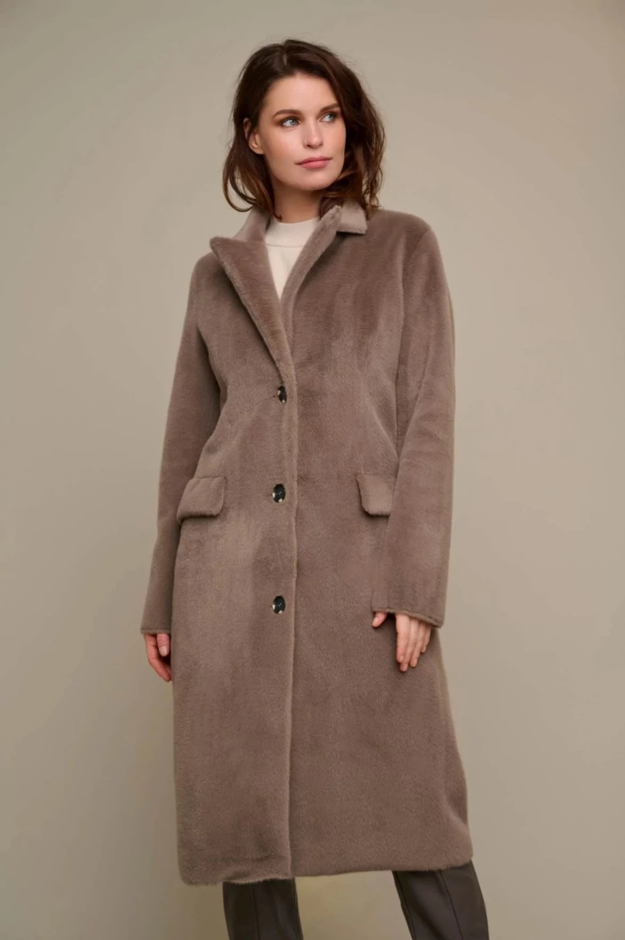 Rino & Pelle Women's Saami Coat in Taupe - Premium Wool Winter Jacket