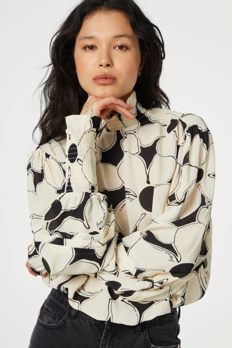 Fabienne Chapot Women's Xena Top in Creme with Super Flower Design