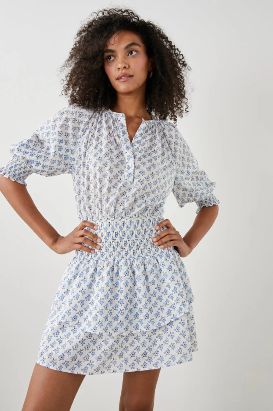 Rails Women's Milana Dress in White and Blue Ivy - Elegant Floral Summer Dress