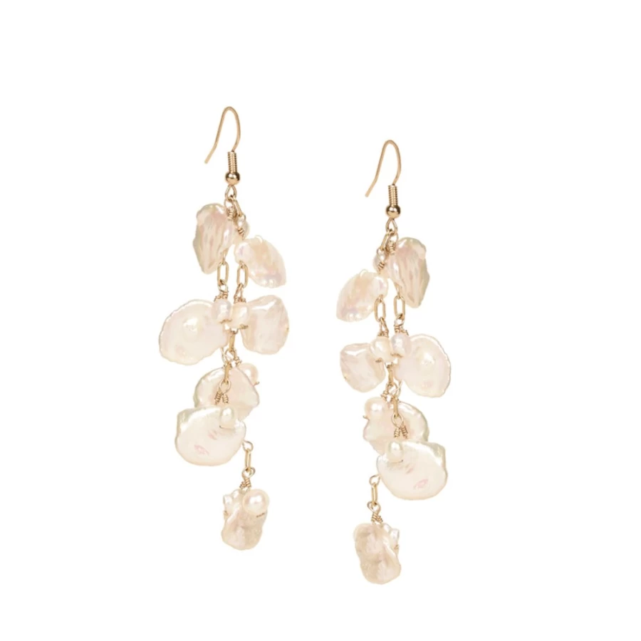 Mishky Women's Elegant Pearl Cascade Earrings – Timeless Dangling Jewelry for Special Occasions