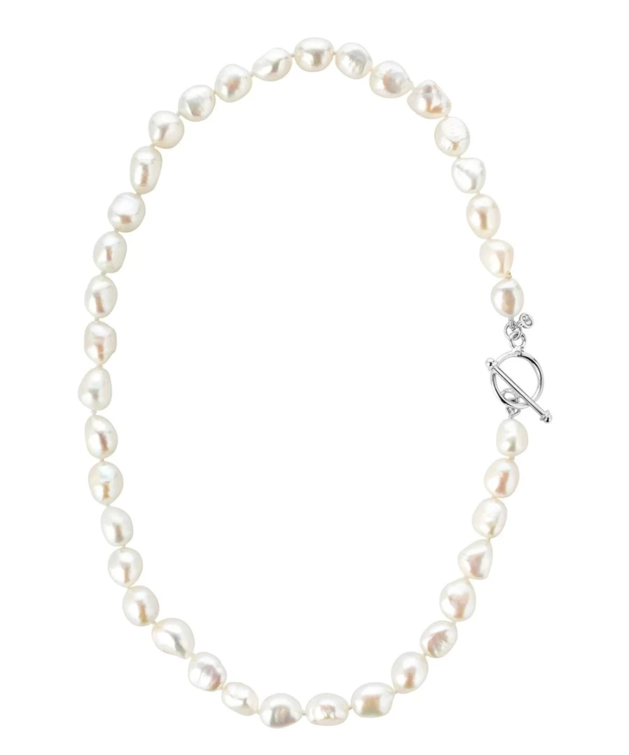 Claudia Bradby Women's Baroque Pearl Necklace Hand Knotted Sterling Silver Jewelry