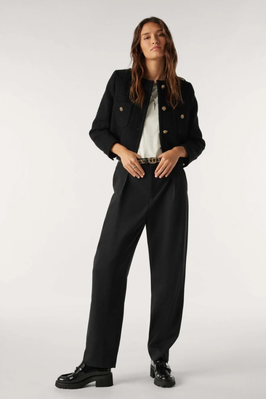 ba&sh Women's Justice Black Trousers - High-Waist Slim Fit Pants for Women
