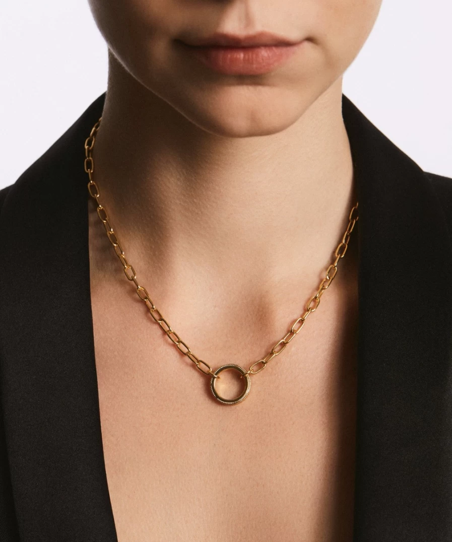 Anna Beck Women's Open Chain Necklace in Gold - Elegant Gold-Tone Layering Necklace for Everyday Wear