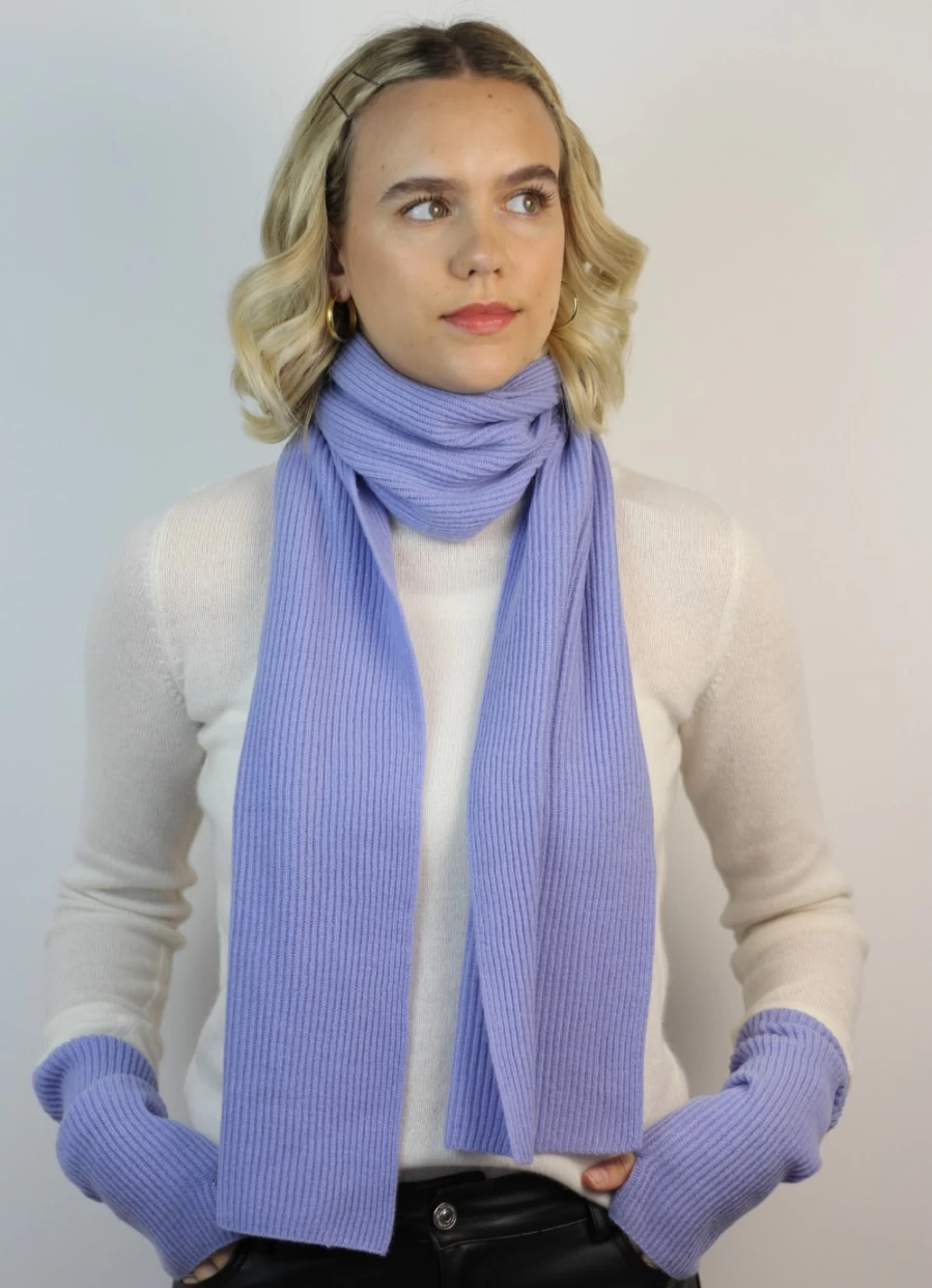 Sass & Edge Women's Glenbarr Blue Cashmere Scarf - Soft Luxury Winter Wrap