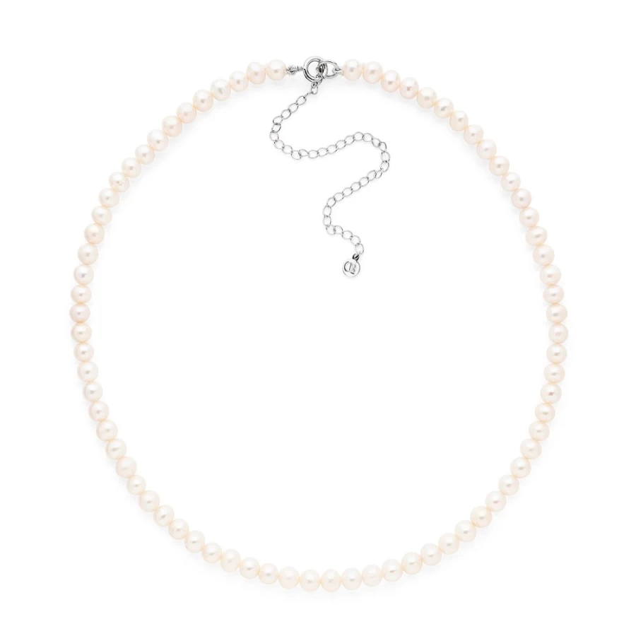 Claudia Bradby Women's Elegant Simple Button Pearl Necklace - Timeless Classic Jewelry