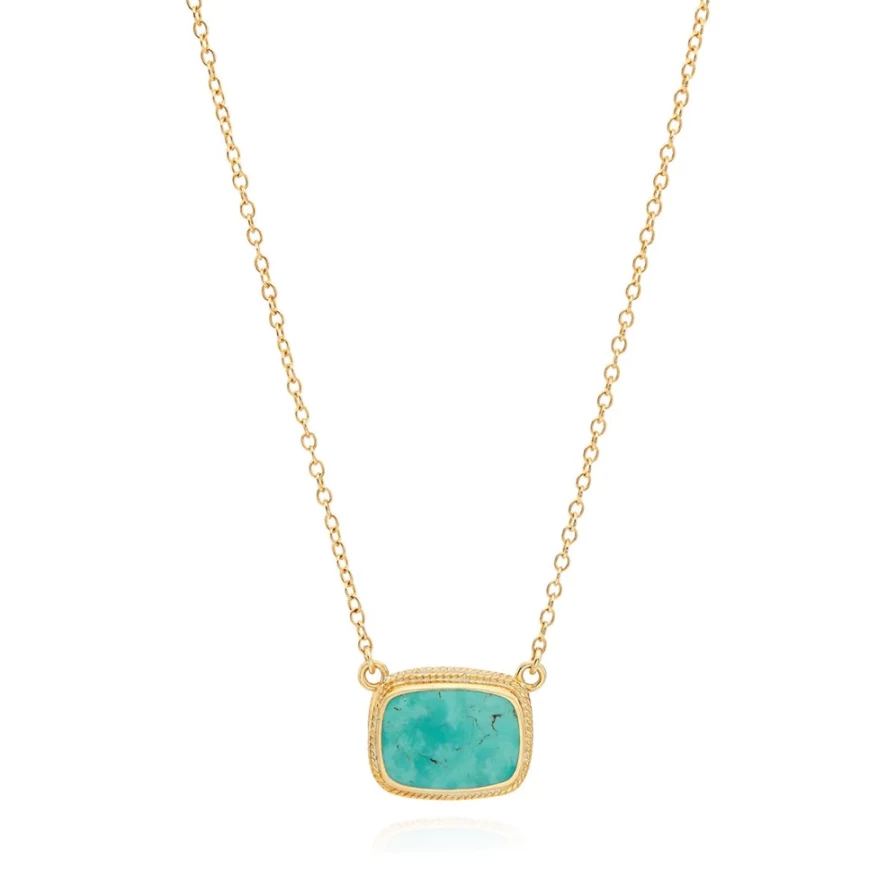 Anna Beck Women's Turquoise Cushion Necklace in Gold - Elegant Bohemian Jewelry
