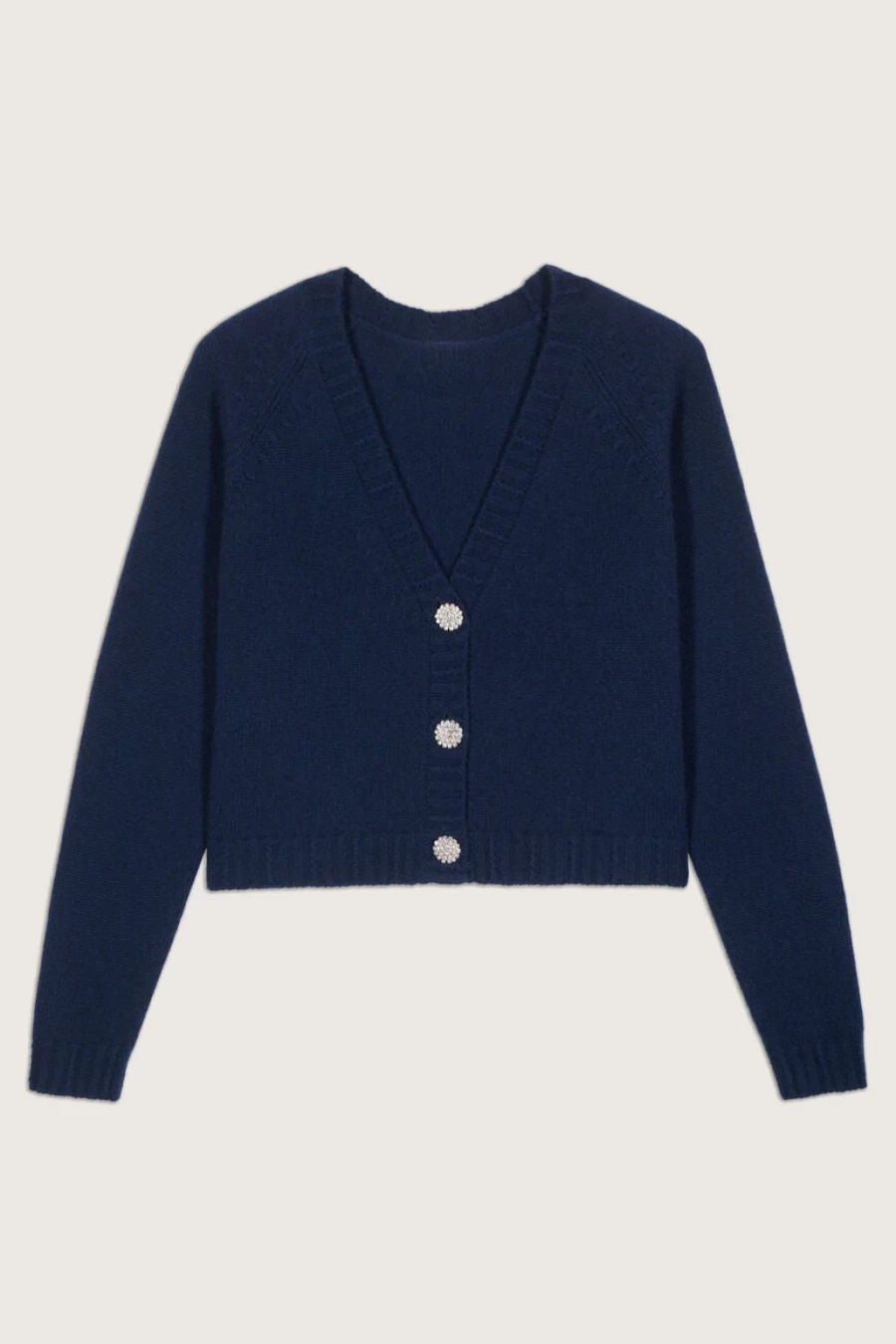 ba&sh Women's Navy Clapam Cardigan - Classic Knit Sweater for Women