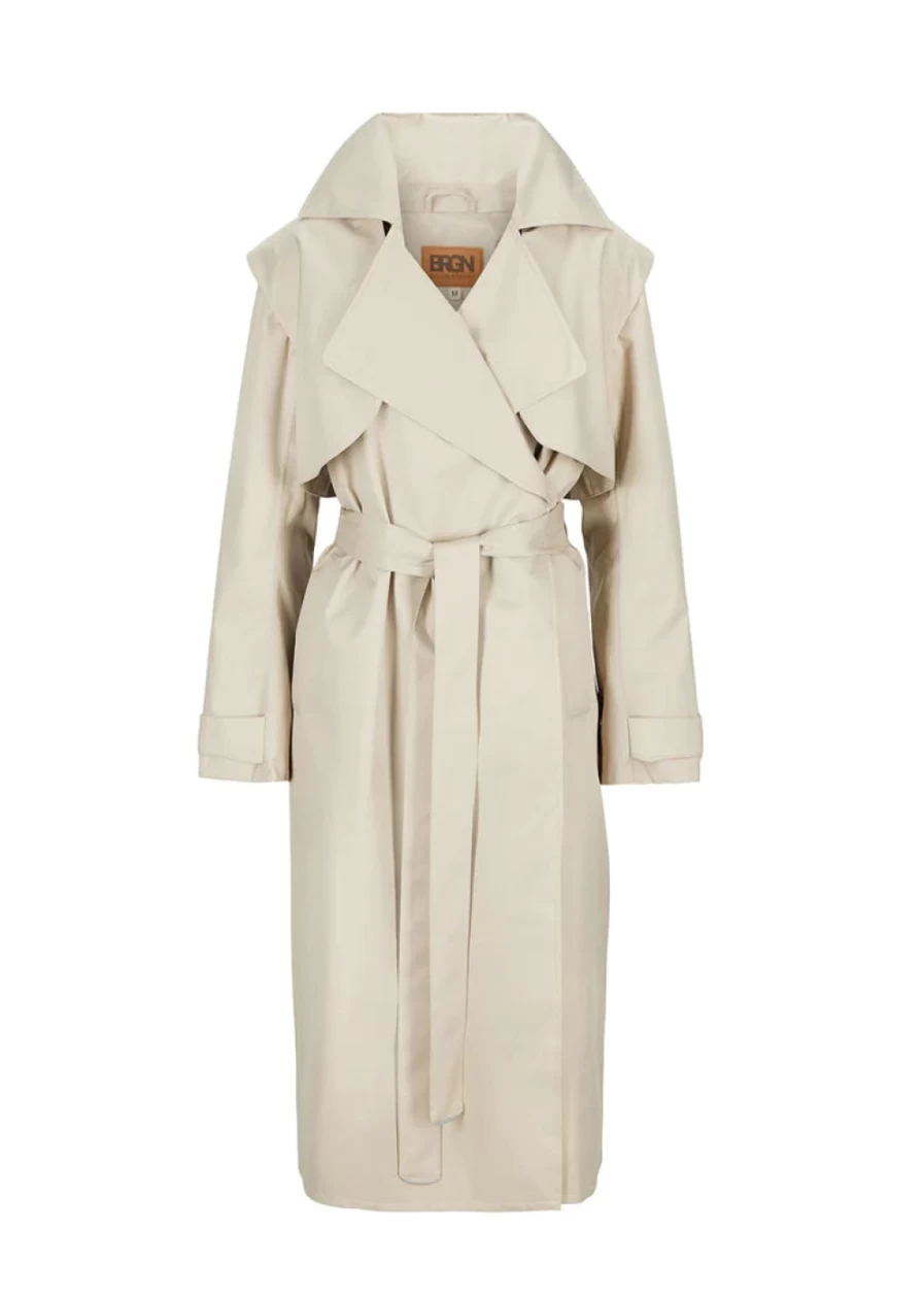 BRGN Women's Sand Trench Coat - Waterproof Regndrape Style for Rainy Weather