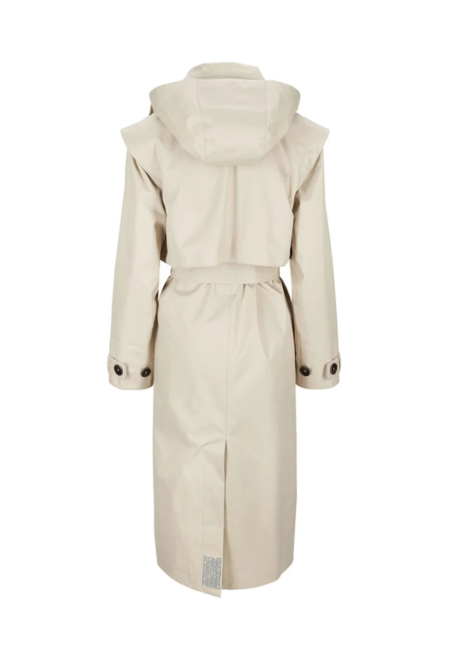 BRGN Women's Sand Trench Coat - Waterproof Regndrape Style for Rainy Weather