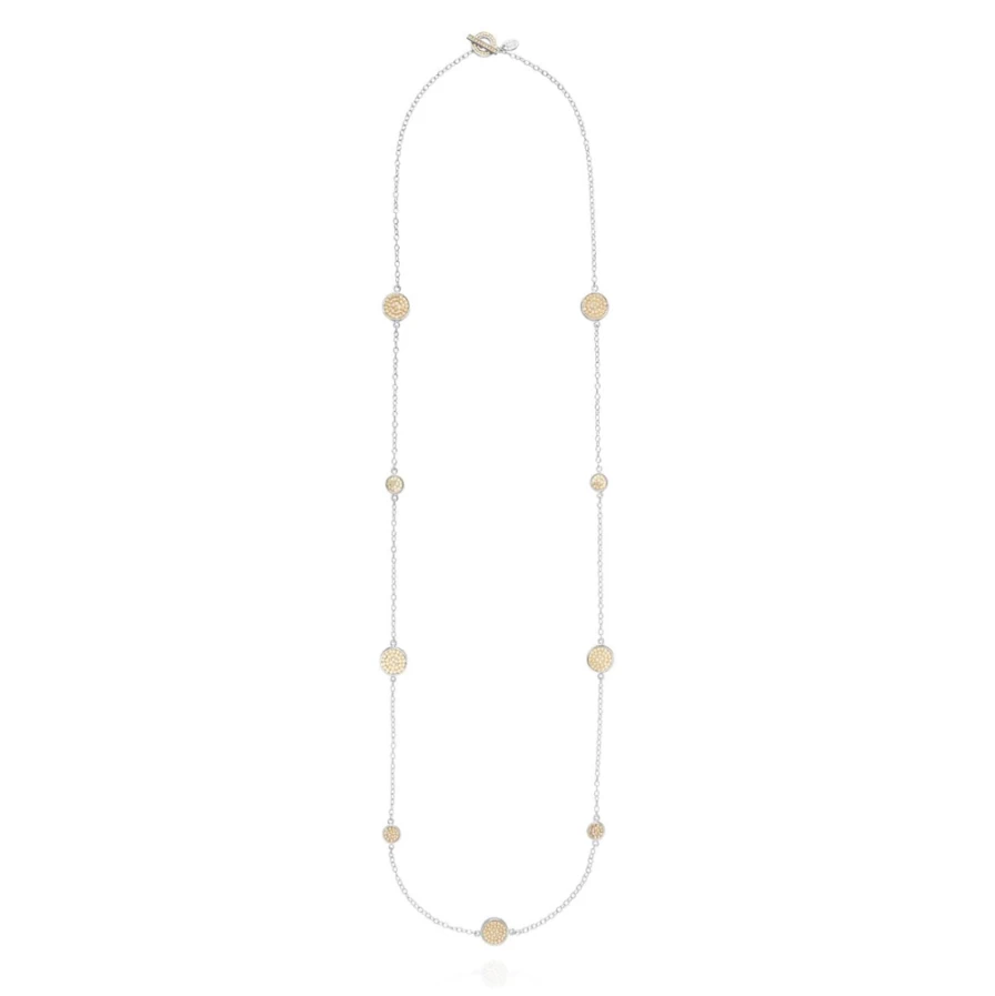 Anna Beck Women's Long Multi-Disc Pendant Necklace in Gold or Silver