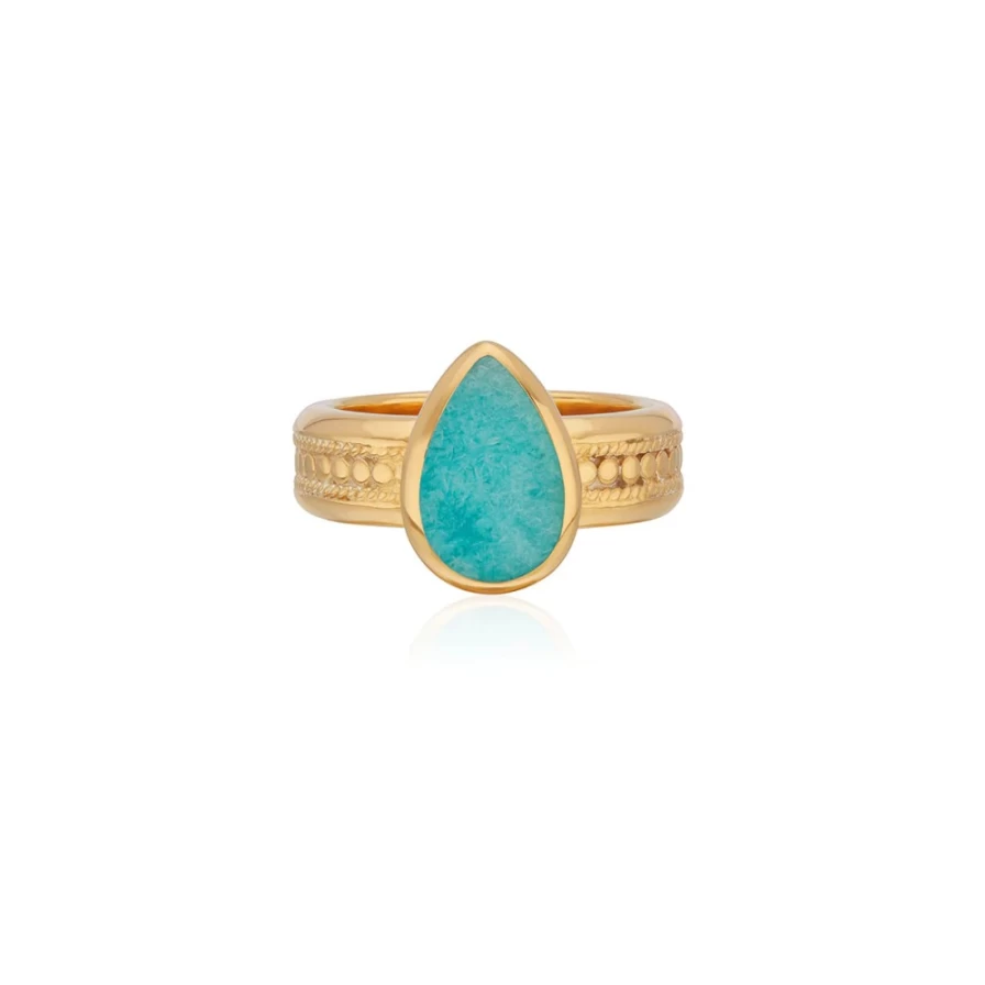 Anna Beck Women's Gold Amazonite Drop Cocktail Ring - Elegant Statement Jewelry