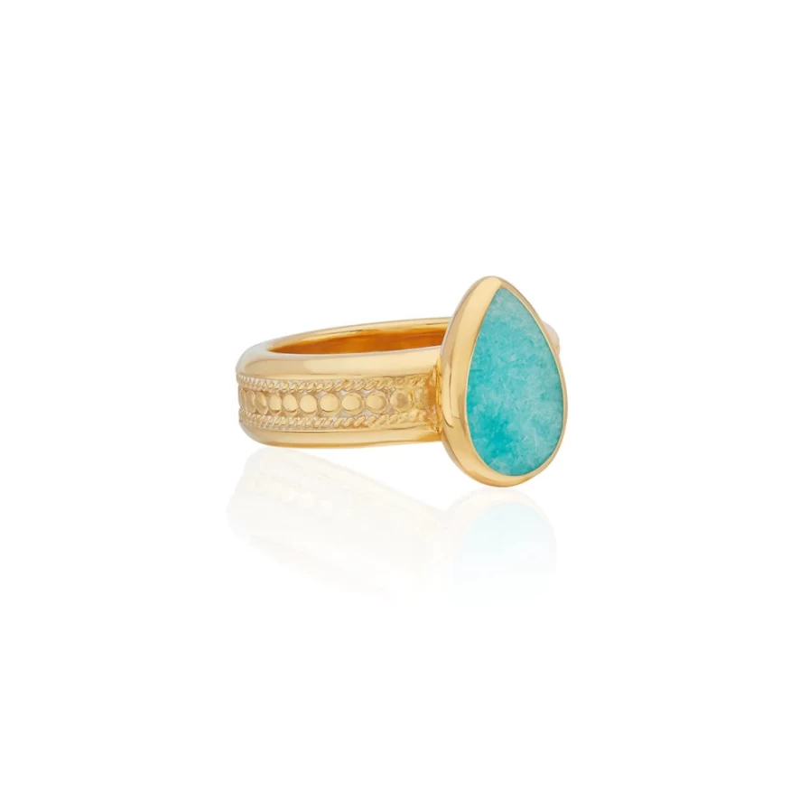 Anna Beck Women's Gold Amazonite Drop Cocktail Ring - Elegant Statement Jewelry