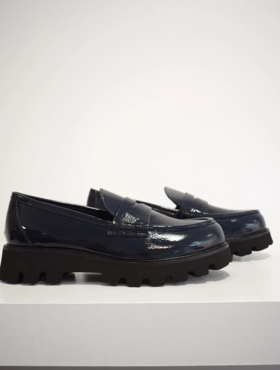 Donna Lei Women's Navy Patent Leather Finish Loafers for Elegant Comfort