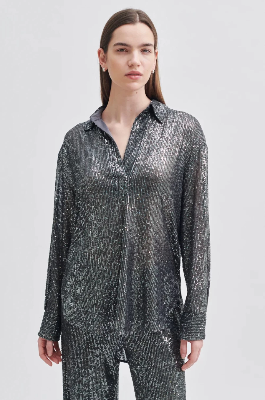 Second Female Women's Moonshine Blouse in Volcanic Ash - Stylish Casual Top