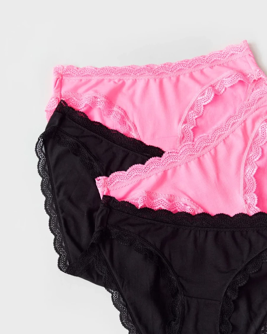 Stripe & Stare Women's Black & Pink Lace Knicker Box - Stylish Comfort Underwear