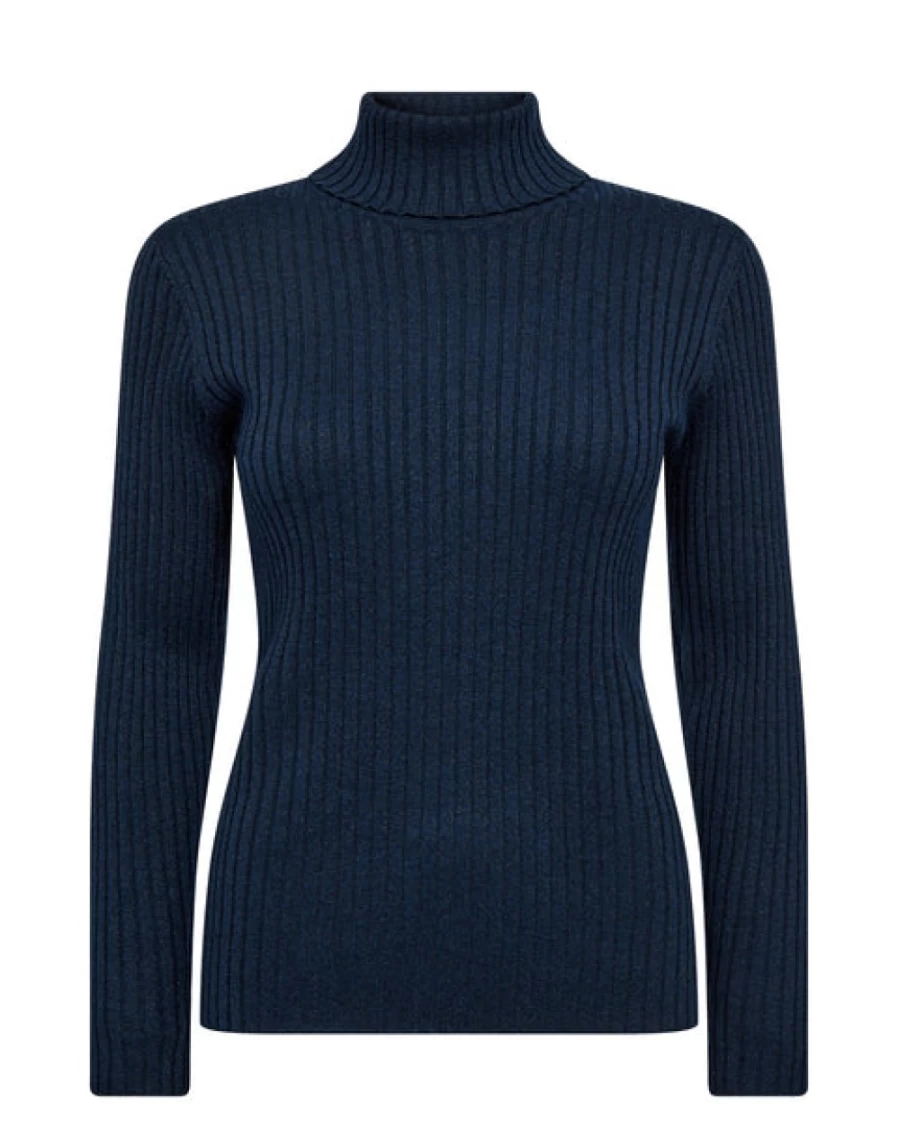 Mos Mosh Women's Rib Rollneck Sweater in Pageant Blue | Mmrelena Style
