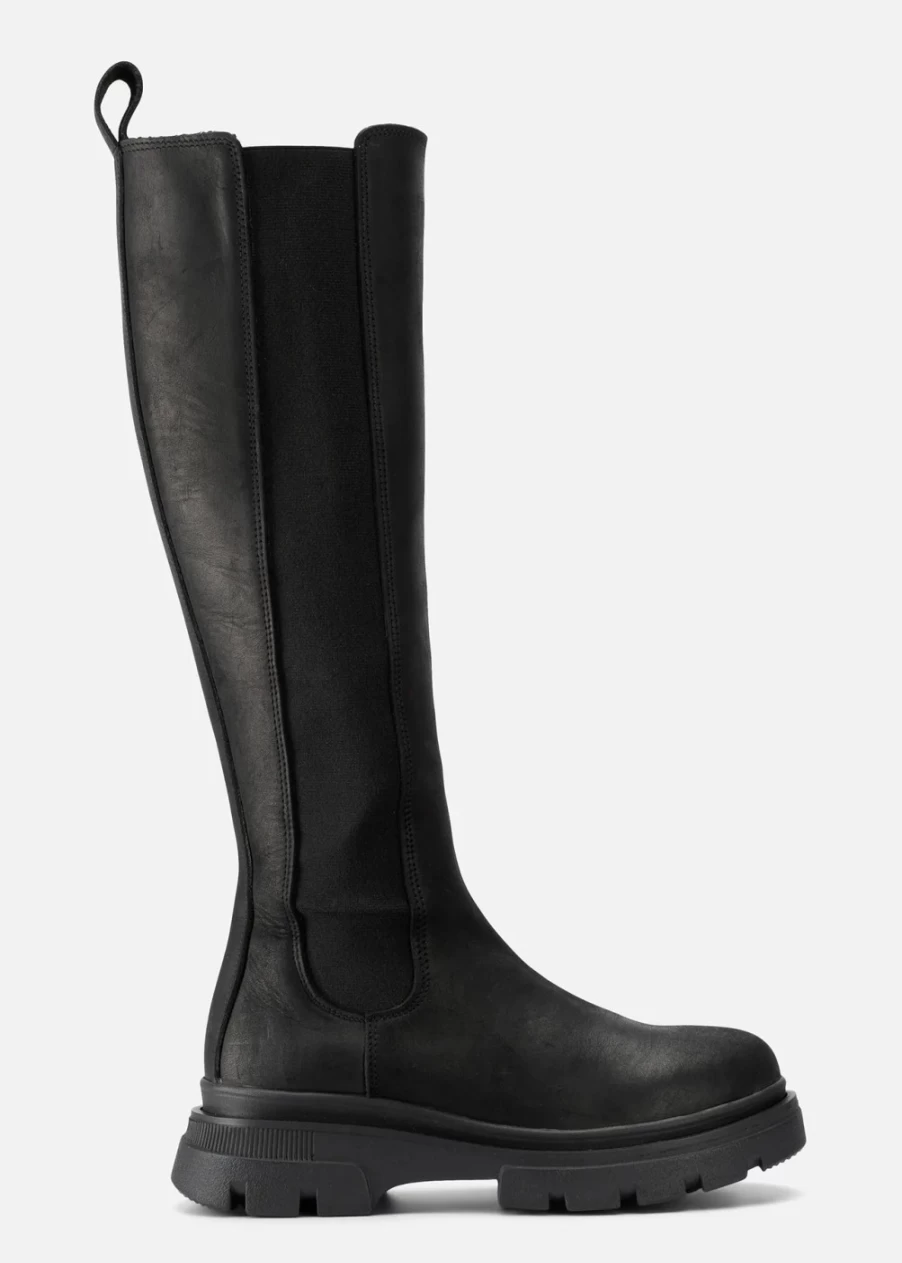 BRGN Women's Waterproof Slim Fit Knee High Boots - Stylish Black Winter Fashion Footwear