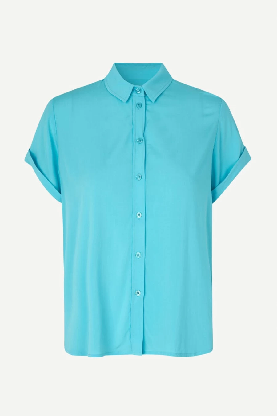 Samsoe Samsoe Women's Majan SS Shirt in Blue Topaz - Casual Short Sleeve Top