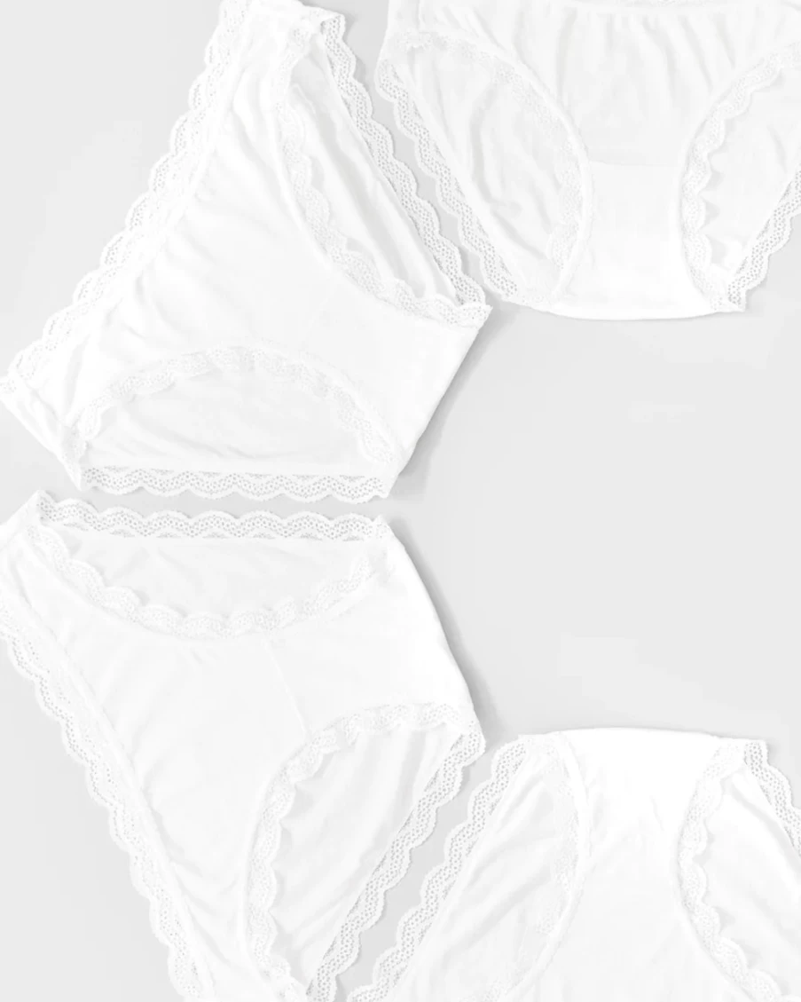 Stripe & Stare Women's White Cotton Knickers 4-Pack Box