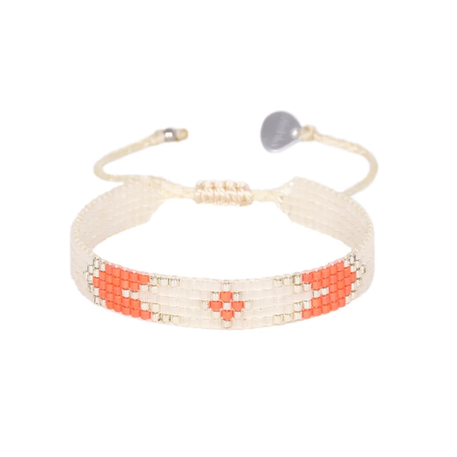 Mishky Women's Peeky XS Bracelet in Orange and Ivory - Stylish Beaded Fashion Jewelry
