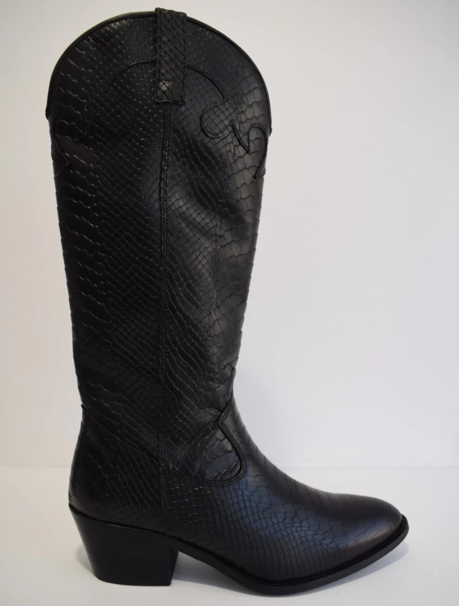 DWRS Women's Boise Crocodile Embossed Western Boots in Black