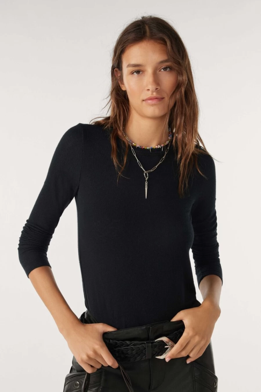 ba&sh Women's Mitney Carbon Tee T-Shirt Casual Comfort Fit Top