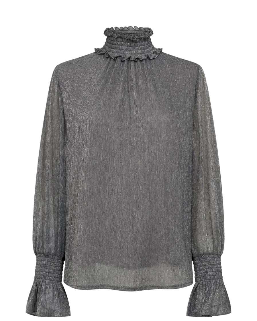 Mos Mosh Women's Silver Glam Blouse - Maxima Style Elegant Top