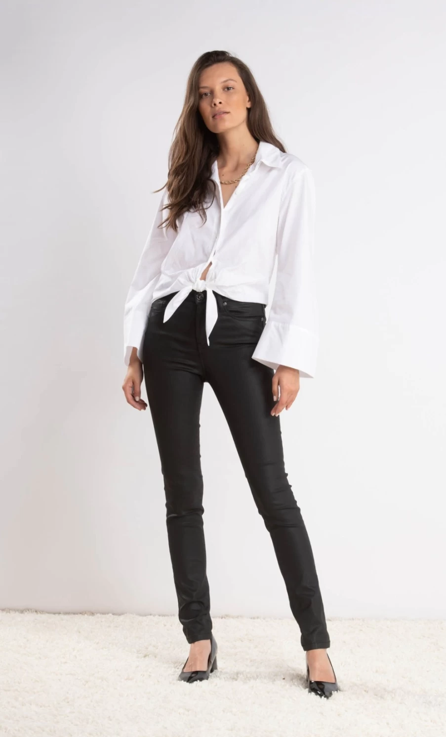 Denim Studio Women's Claire Black Waxed Sateen Jeans