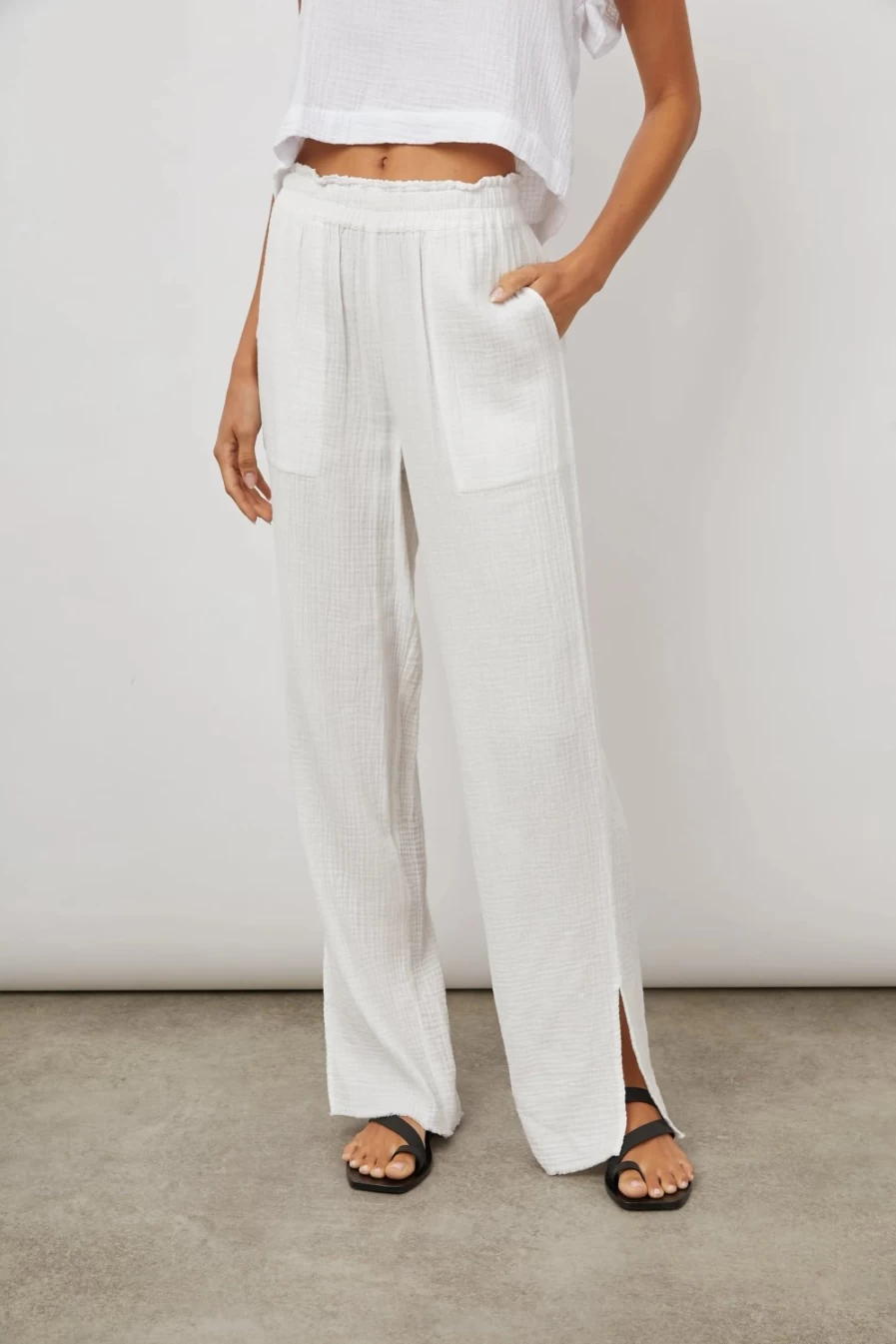 Rails Women's Leon White Pant - High-Waisted Tailored Trousers for Women