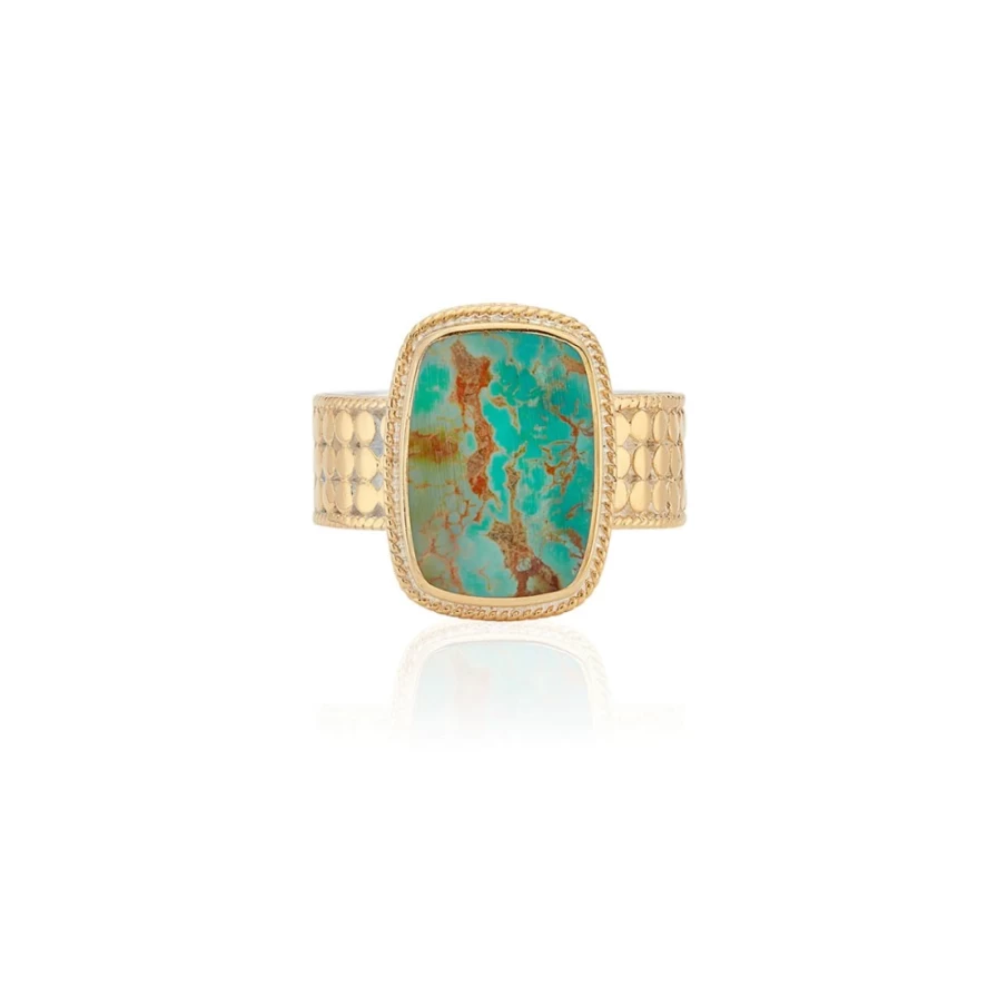 Anna Beck Women's Turquoise Cushion Gold Ring - Elegant Statement Jewelry