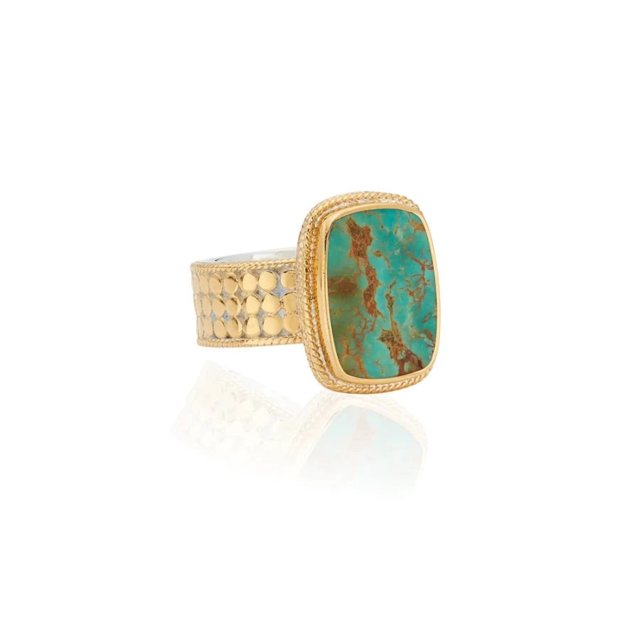 Anna Beck Women's Turquoise Cushion Gold Ring - Elegant Statement Jewelry