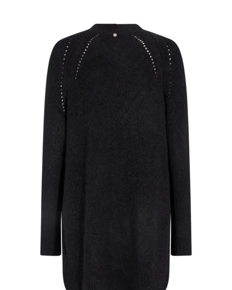 Mos Mosh Women's Long Black Cardigan – Mmthora Stylish Knit Coatigan