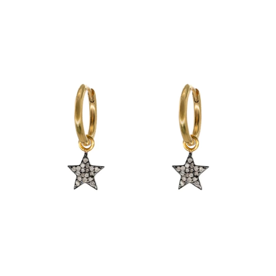 Kirstie Le Marque Diamond Star Hoop Earrings for Women - Sparkling Sterling Silver Dangle Earrings