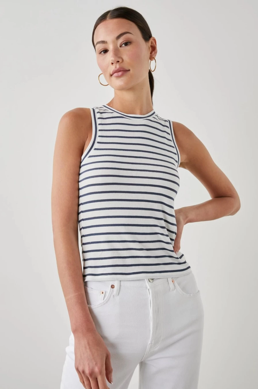 Rails Women's Navy Sailor Stripe Racer Tank Top