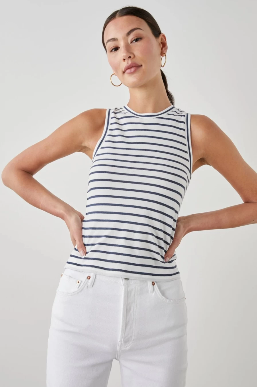 Rails Women's Navy Sailor Stripe Racer Tank Top