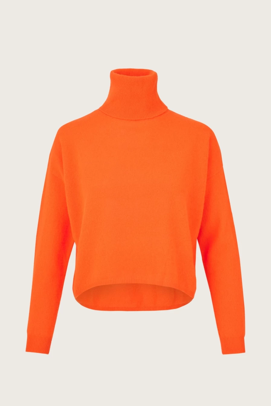Brodie Women's Susie Roll Neck Sweater in Vibrant Neon Orange
