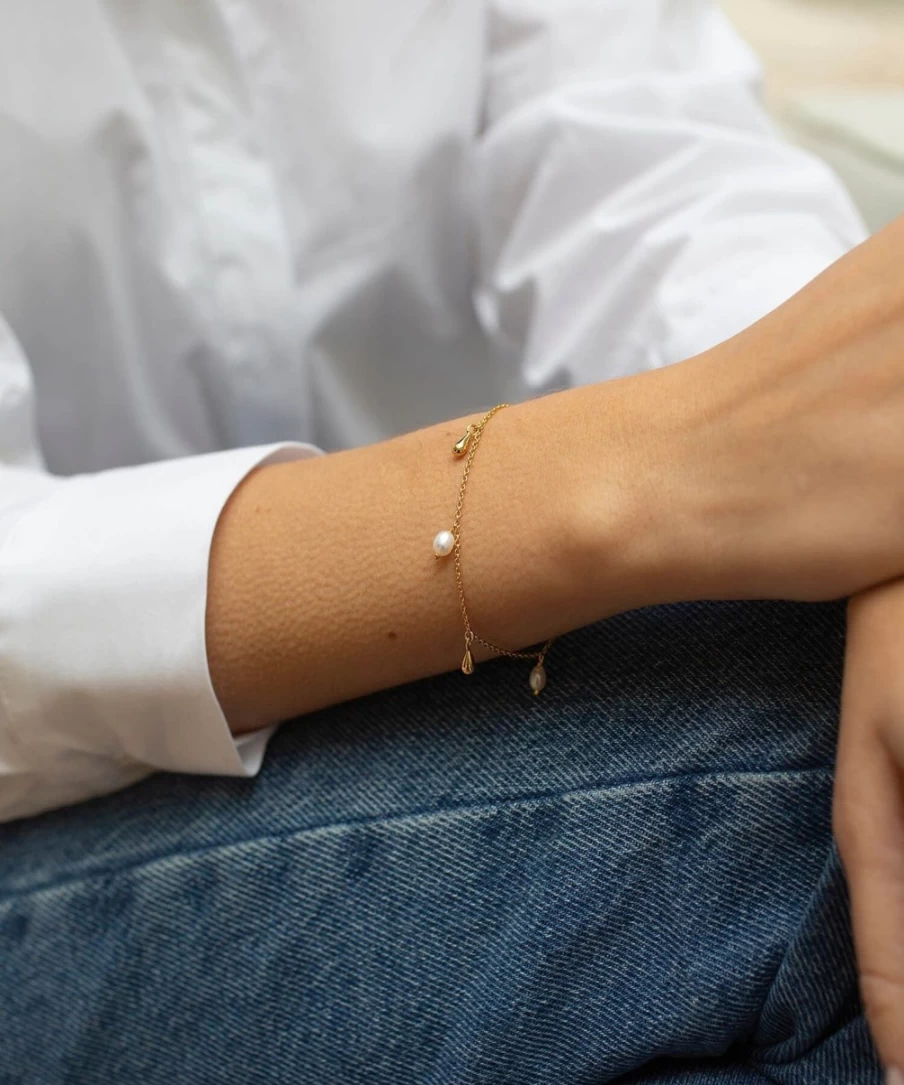 Claudia Bradby Women's Lagertha Agertha Gold Drop Bracelet - Elegant Dangle Charm Jewelry