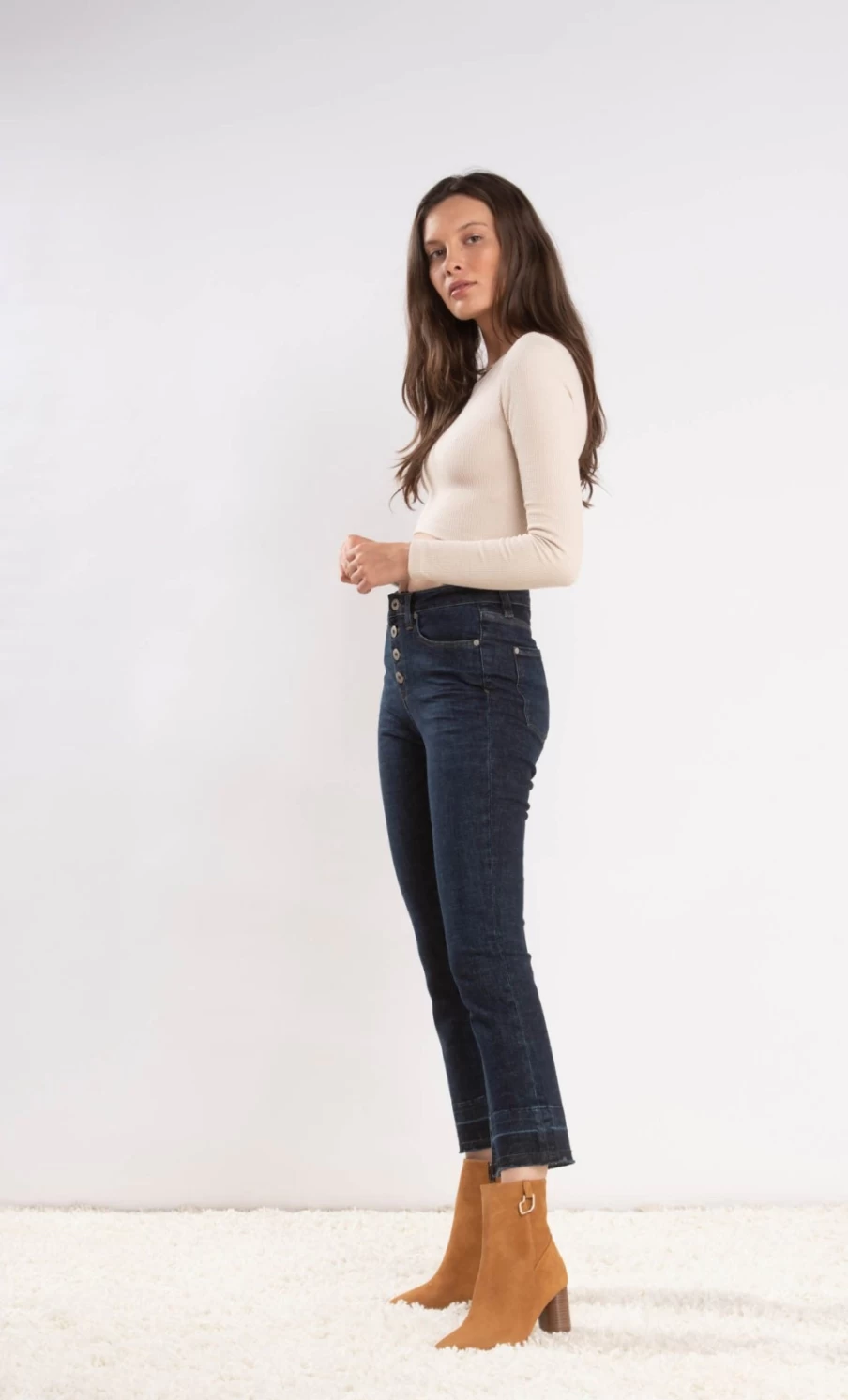 Denim Studio Women's Camille Jean Dark Vintage High-Waisted Slim Fit Denim Pants
