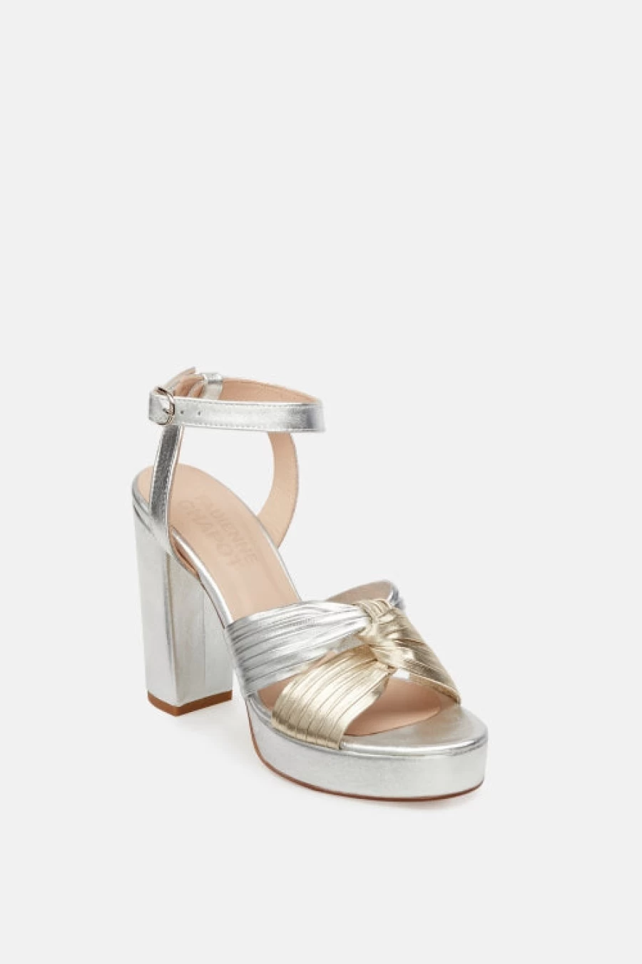 Fabienne Chapot Women's Nolita Knot Sandals in Silver and Gold | Elegant Strappy Summer Footwear