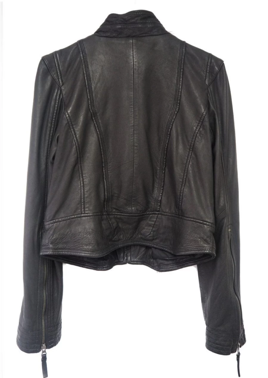 MDK Women's Rucy Genuine Leather Jacket in Black - Stylish Outerwear for Women