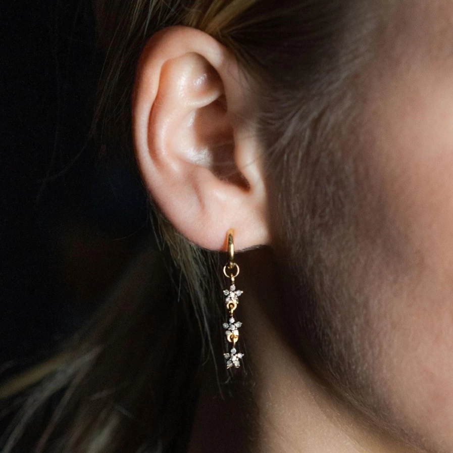 Kirstie Le Marque Diamond Daisy Drop Earrings for Women - Elegant Floral Stud Dangle Jewelry